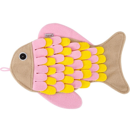 Fish-Shaped Snuffle Blanket Cat Training Toy – Pink Polar Fleece | Petpexi
