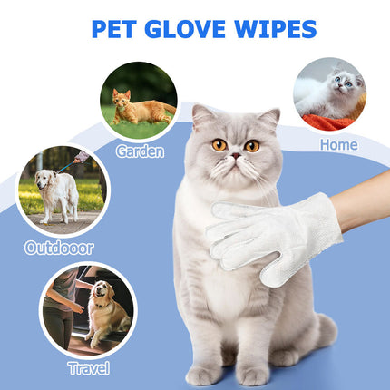 Cleaning Wipes Gloves for Dogs & Cats – Deodorizing & Grooming Bath Wipes, 6PCS Pack | Petpexi
