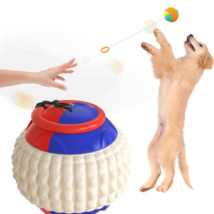 PetPexi Retractable Rope Hand Throwing Ball Dog Toy - Teeth Cleaning & Interactive Play