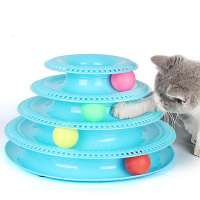 Interactive Four-Layer Cat Turntable Ball Tower – Fun & Durable | PetPexi
