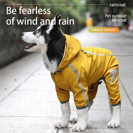 Reflective Waterproof Dog Raincoat With Hood & Leash Hole – Lightweight All-Weather Jacket | Petpexi