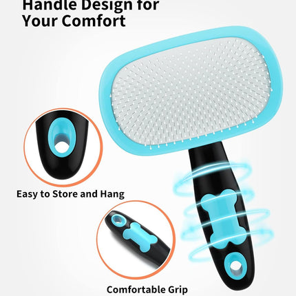 Dog & Cat Grooming Brush – Shedding & Dematting Slicker with Rubber Handle | Petpexi