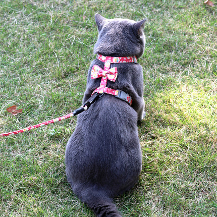 Creative Floral Japanese Style Cat Leash - Adjustable Cotton Leash for Cats - petpexi.com