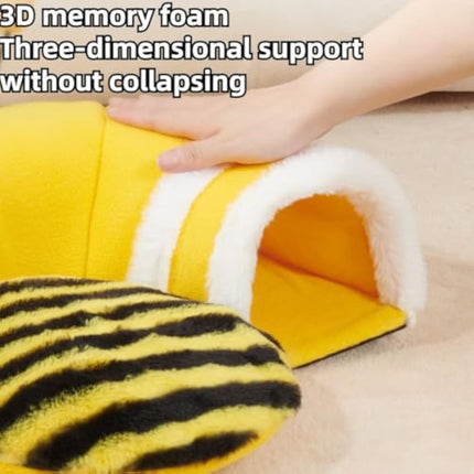 Warm Rabbit Hideout Tunnel Bed – Cute Bee Shape, Soft Removable Guinea Pig Tunnels & Tubes – Sturdy Small Animal Tunnel – Fast & Free USA Shipping!