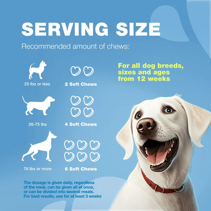 Hemp Calming Chews for Dogs – Anxiety Relief, Stress & Behavior Support – With Melatonin, Valerian Root & Chamomile – Free U.S. Shipping