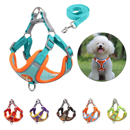 New Dog Leash and Harness Set | Adjustable Puppy Cat Harness Vest | Reflective No Pull Dog Harness | petpexi.com