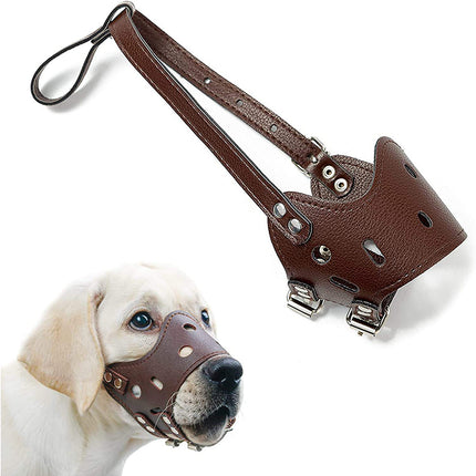 Leather Dog Muzzle – Breathable, Secure & Adjustable Anti-Barking Muzzle for All Breeds | Petpexi