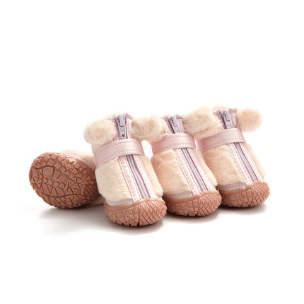 Winter Dog Shoes – Plush Anti-Slip Booties with Cute Ear Design for Small Dogs