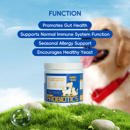 Bark and Meow Probiotics for Dogs & Cats - Gut & Immune Support, 7 Strains, Prebiotics, Pumpkin & Carrot, Made in USA