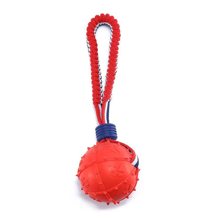 Interactive Dog Chew Ball with Rope – Teething & Training Toy | petpexi.com