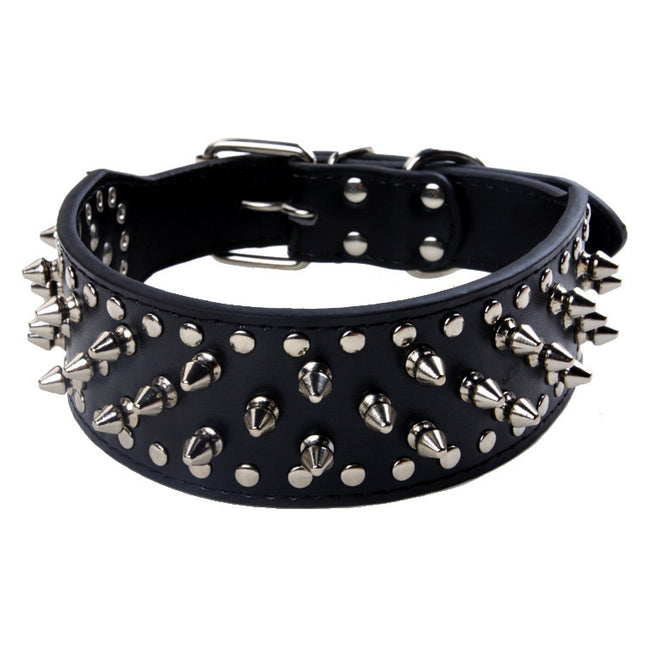Large Dog Punk Rivet Collar – Durable PU Leather Pet Collar | Petpexi
