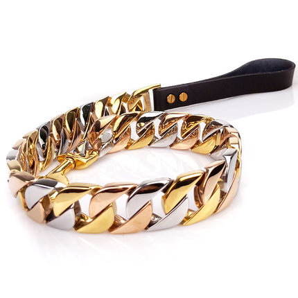 Stainless Steel Dog Leash - Heavy-Duty, Gold, Rose Gold, Steel - petpexi.com