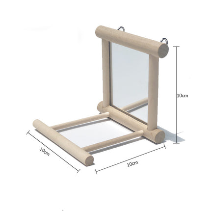 Bird Stand with Mirror – Natural Wood Perch for Parrots | PetPexi