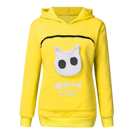 Women’s Hoodie Sweatshirt with Cat Carrier Pocket – Small Dog & Cat Pullover