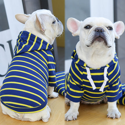 Striped Pet Hoodie for Dogs & Cats – Cozy Polyester Sweater with Hood