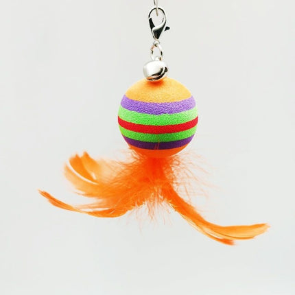 Pet Cat Toy – Feather Bell Rainbow Ball Interactive Wand | Petpexi