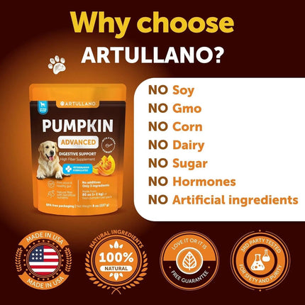 Pumpkin Powder for Dogs – Digestive Support, Constipation Relief, Healthy Skin & Coat – Fiber Supplement for Gut Balance & Firm Stool – 8 Oz – Free U.S. Shipping
