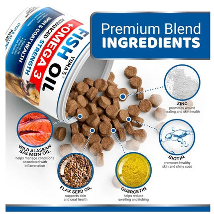 Omega 3 Fish Oil for Dogs 170 Chews – Skin & Coat Supplement – Salmon Oil – Healthy Skin, Shiny Coat – Free Shipping to U.S.