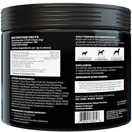 Probiotics for Dogs - Digestive Support, Itchy Skin Relief, Immunity Boost - 180 Duck Flavor Chews | www.petpexi.com