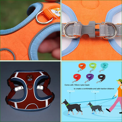 New Dog Leash and Harness Set | Adjustable Puppy Cat Harness Vest | Reflective No Pull Dog Harness | petpexi.com