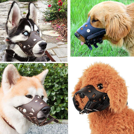 Leather Dog Muzzle – Breathable, Secure & Adjustable Anti-Barking Muzzle for All Breeds | Petpexi