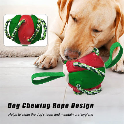 Interactive Dog Football Soccer Ball - Transforming Fetch & Tug Toy
