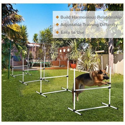 4-Piece Dog Agility Training Set with Adjustable Jump Poles & Carry Bag – PawHut