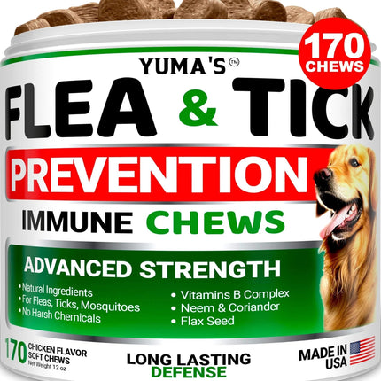 Flea and Tick Prevention for Dogs – Natural Chewables, 170 Treats, All Breeds & Ages, Made in USA | Petpexi