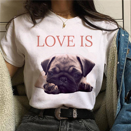 Pet Dog Cartoon Print Round Neck Short Sleeve T-Shirt – Comfortable & Stylish | PetPexi