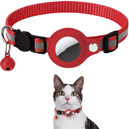 Reflective Nylon Collar with Waterproof Airtag Holder for Cats & Dogs – Adjustable Pet Tracker Protective Case