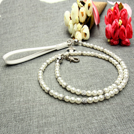 Elegant Pearl Dog Collar with Matching Pet Leash – Stylish & Durable | petpexi.com