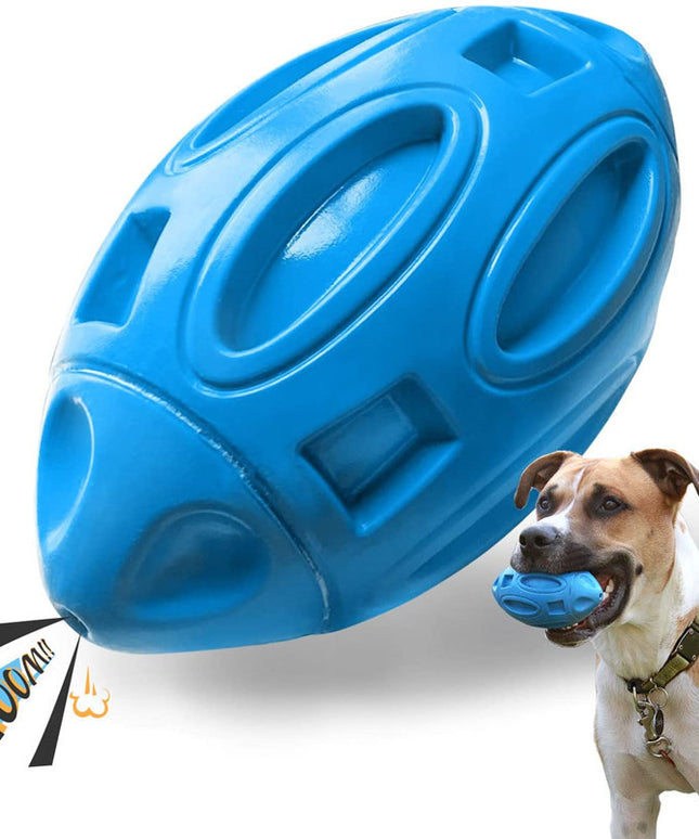 PetPexi Rubber Sounding Rugby Dog Toy - Durable & Squeaky Fun