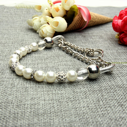 Elegant Pearl Dog Collar with Matching Pet Leash – Stylish & Durable | petpexi.com