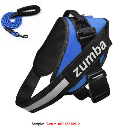 Personalized Reflective Breathable Adjustable Dog Harness and Leash Set | petpexi.com