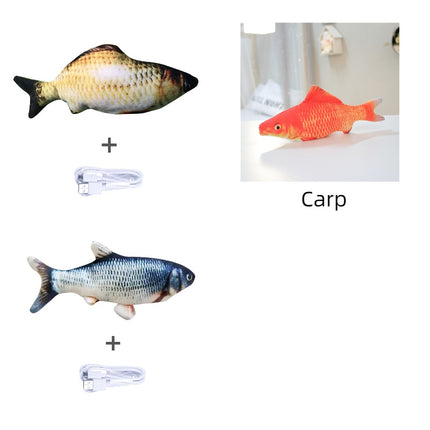 Electric Jumping Fish Cat Toy (No Catnip) – USB Rechargeable Interactive Plush | Petpexi