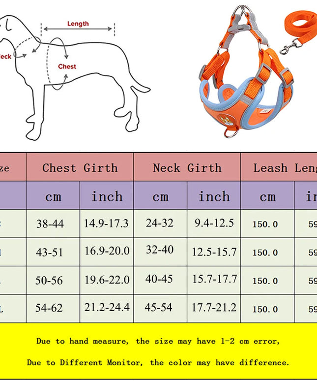 New Dog Leash and Harness Set | Adjustable Puppy Cat Harness Vest | Reflective No Pull Dog Harness | petpexi.com