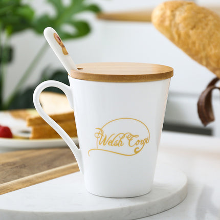 MCorgi Animal Dog Ceramic Mug with Bamboo Lid & Stainless Steel Spoon – 450ml | PetPexi