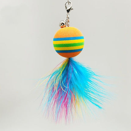 Pet Cat Toy – Feather Bell Rainbow Ball Interactive Wand | Petpexi
