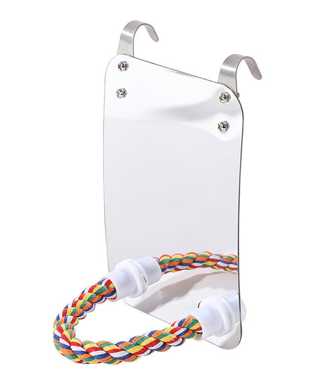 Parrot Toy Acrylic Bird with Mirror – Fun and Safe Bird Accessory
