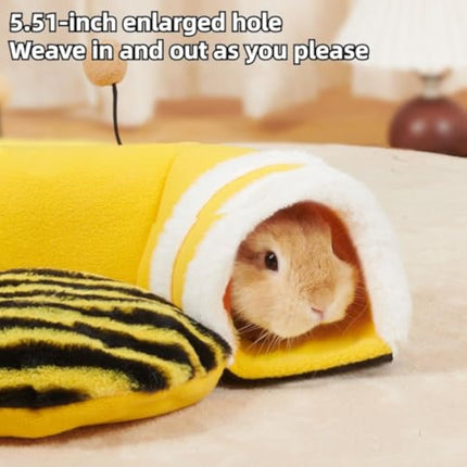 Warm Rabbit Hideout Tunnel Bed – Cute Bee Shape, Soft Removable Guinea Pig Tunnels & Tubes – Sturdy Small Animal Tunnel – Fast & Free USA Shipping!