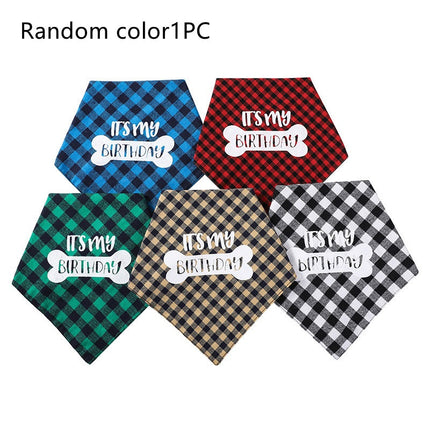Pet Soft & Delicate Saliva Triangle Towel – Plaid Design for Dogs & Cats | Petpexi