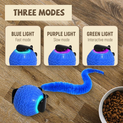 Interactive Cat Ball Toy with Cord Mouse, 2025 Smart Self-Rolling Pet Toy
