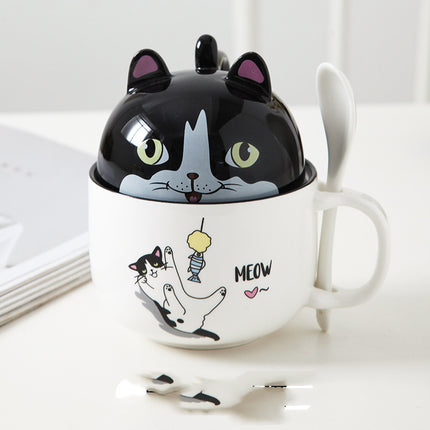 Cartoon Ceramic Mug with Lid & Spoon – Cute Animal Designs | PetPexi
