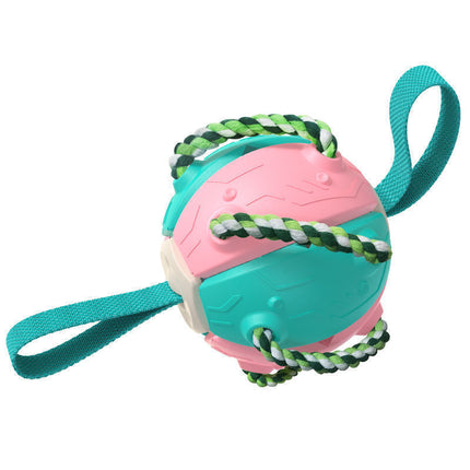 Interactive Dog Football Soccer Ball - Transforming Fetch & Tug Toy
