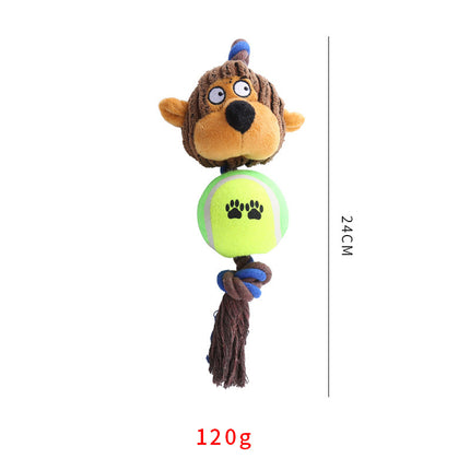 Pet Dog Toy Corduroy Tennis Ball Cotton Rope – Durable & Interactive Dog Toys | Petpexi