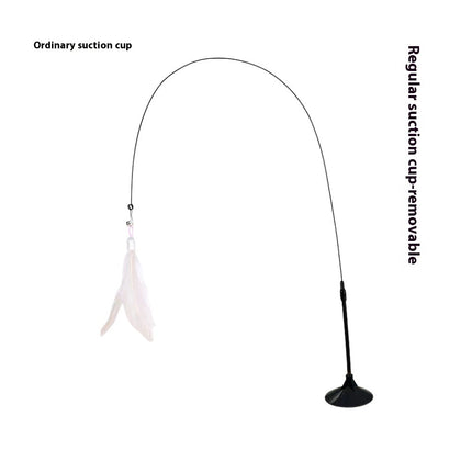 Cat Teaser with Bell & Long Feather Brush – Suction Cup & Handheld Options | Petpexi