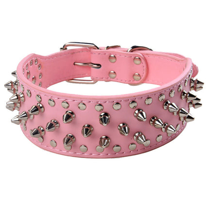 Large Dog Punk Rivet Collar – Durable PU Leather Pet Collar | Petpexi