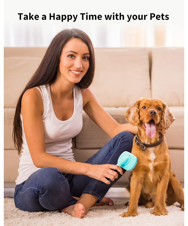 Dog & Cat Grooming Brush – Shedding & Dematting Slicker with Rubber Handle | Petpexi