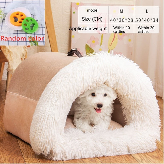 Cozy Portable Dog & Cat Nest – Warm, Plush, Foldable Bed for Autumn & Winter