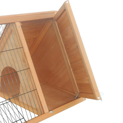 Wooden A-frame Outdoor Rabbit Cage Small Animal Cage with Running Area – 46" x 24" – Yellow